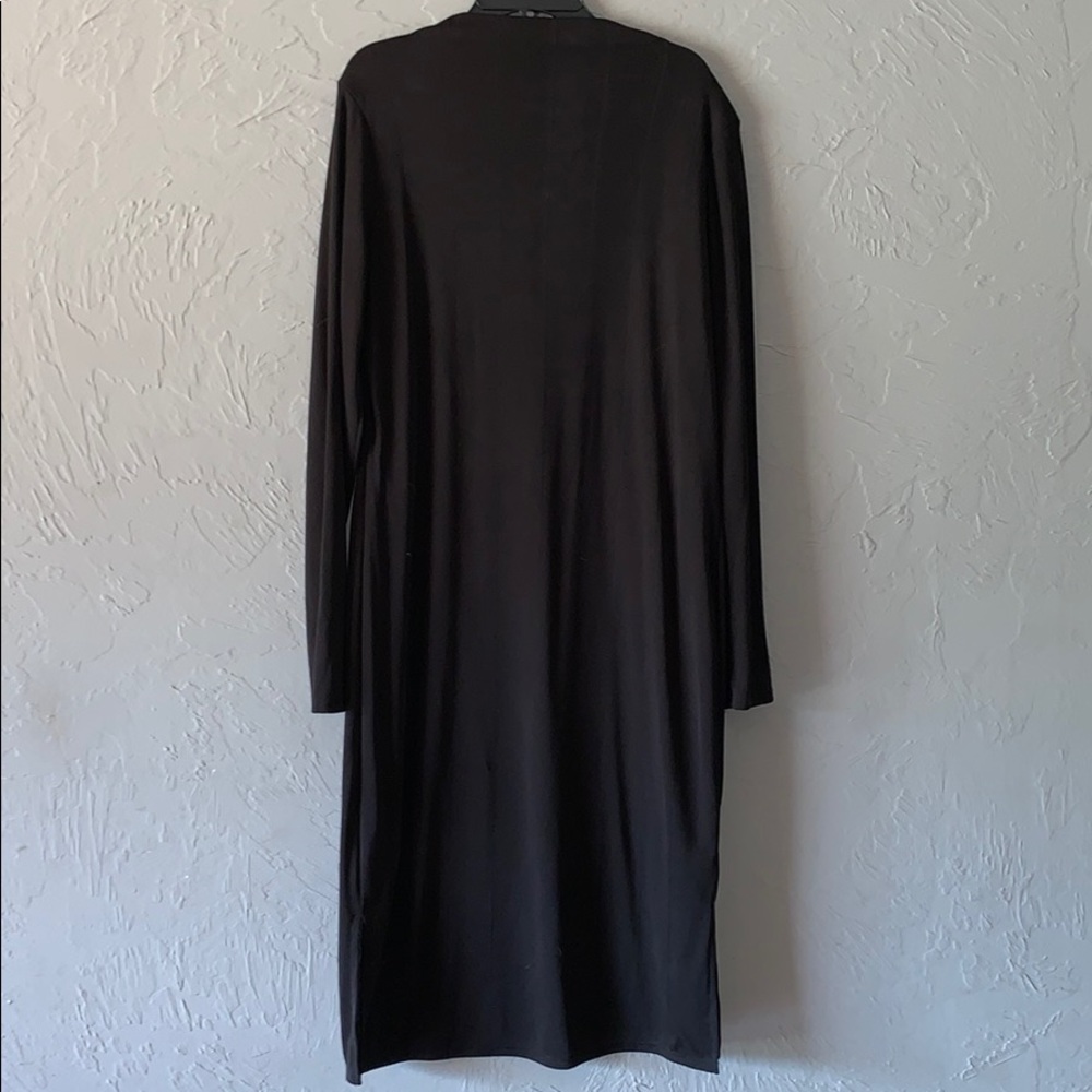 Straight neck black sheath dress